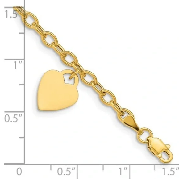 10k Gold Dangle Heart Charm Anklet: Timeless Elegance - Picture 2 of 3